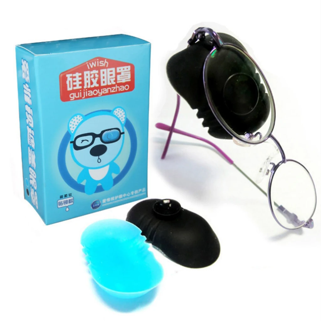 1 Pair Children Kids Lazy Eye Strabismus Amblyopia Suction Bandages Glasses Patch Black Blue