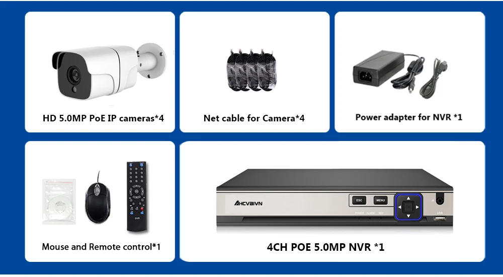 H.265 4CH 5MP CCTV система безопасности 5MP HD POE NVR комплект 5.0MP пуля наружная POE IP камера IR 40M P2P ONVIF комплект видеонаблюдения