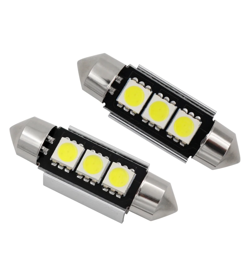 36 мм 39 мм C10W C5W 3SMD 3 SMD 5050 Светодиодный светильник CANBUS Festoon, автомобильный светильник номерного знака, автомобильный корпус, Внутренняя купольная лампа белого цвета, DC 12 В