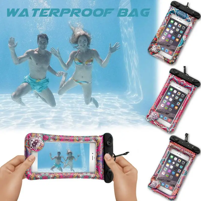 Богемский стиль мультфильм водонепроницаемый плавательный мешок подводный чехол мобильный чехол для телефона 5,2 дюймов-6 дюймов для iPhone 6 6s 7