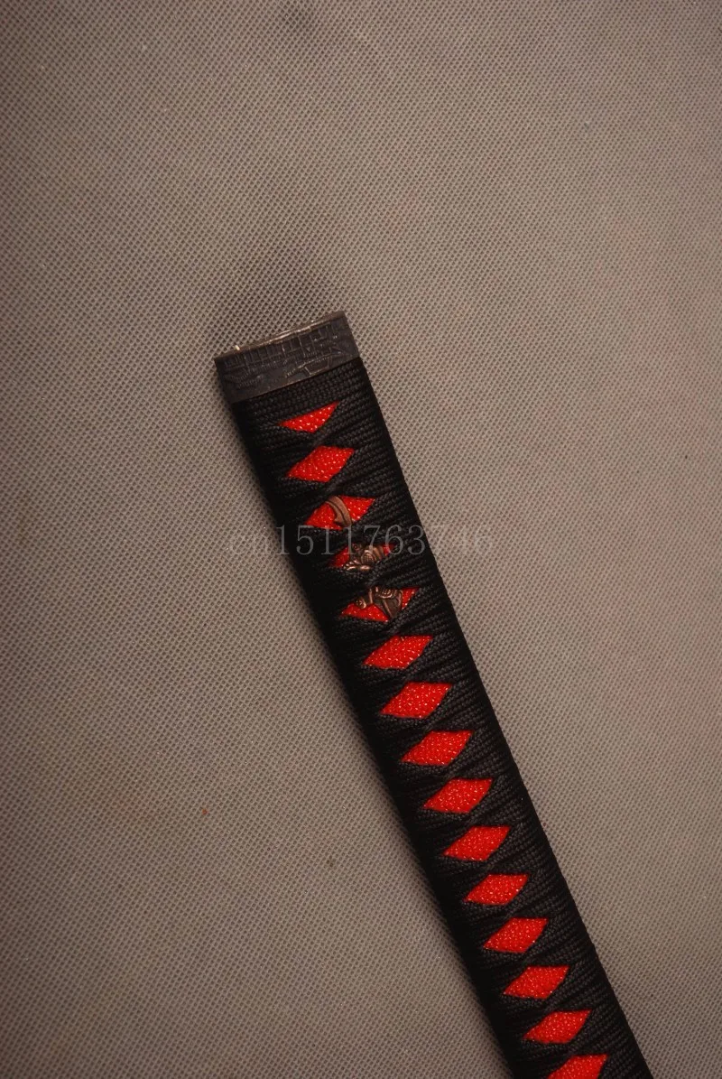 Прямая ручка Tsuka черный шелк Ito& Имитация Красный Rayskin& сплав Fuchi Kashira фитинг для японского самурая меч катана H28
