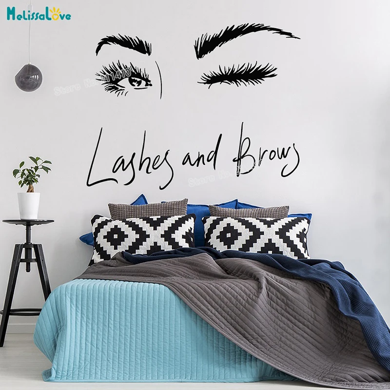 Eyelash Eye Wall Sticker Decals Home Decor Salon Quotation Make up