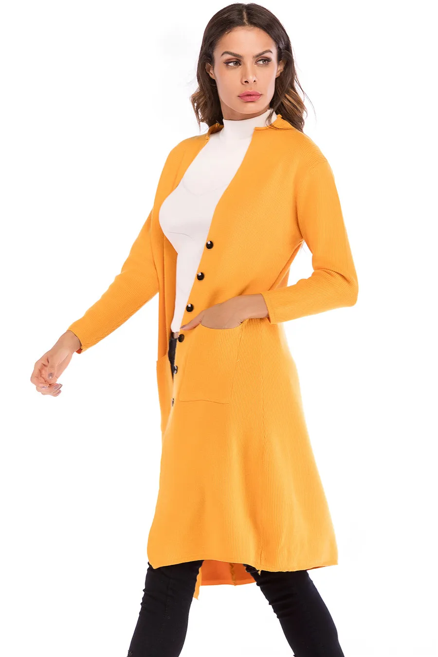 Gladiolus New 2018 Casual Autumn Winter Sweater Women Long Sleeve Button Pocket Knitted Long Cardigan Women Jumper Sweater Coats (28)