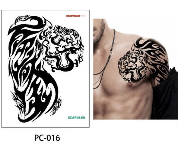 Большой размер временная татуировка на груди Боди-арт плеча Прохладный поддельные водные татуировки для мужчин большой 32*24 см tatto стикер - Цвет: PC16