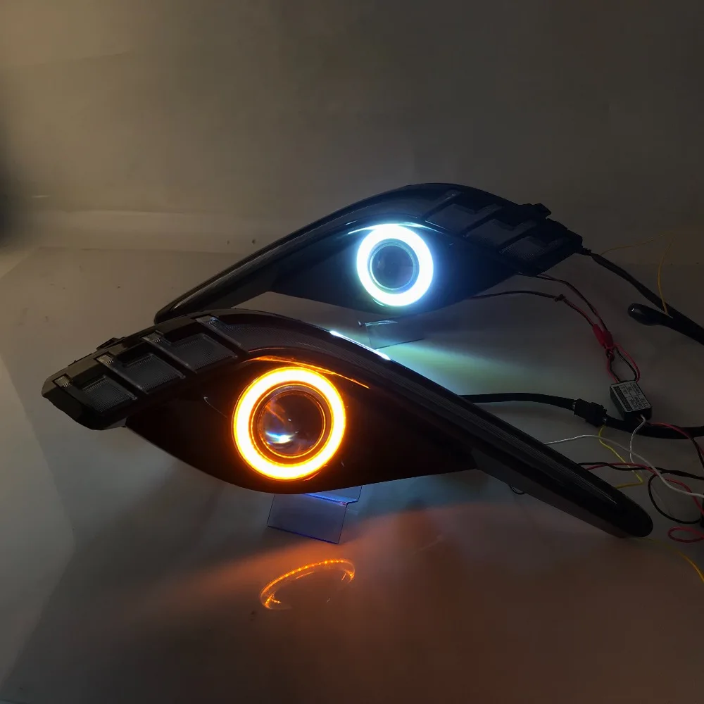 RQXR противотуманная фара вождение свет в сборе для Mazda 6 atenza cob angel eye светодиодные дневные ходовые огни сигнал поворота синий ночной режим