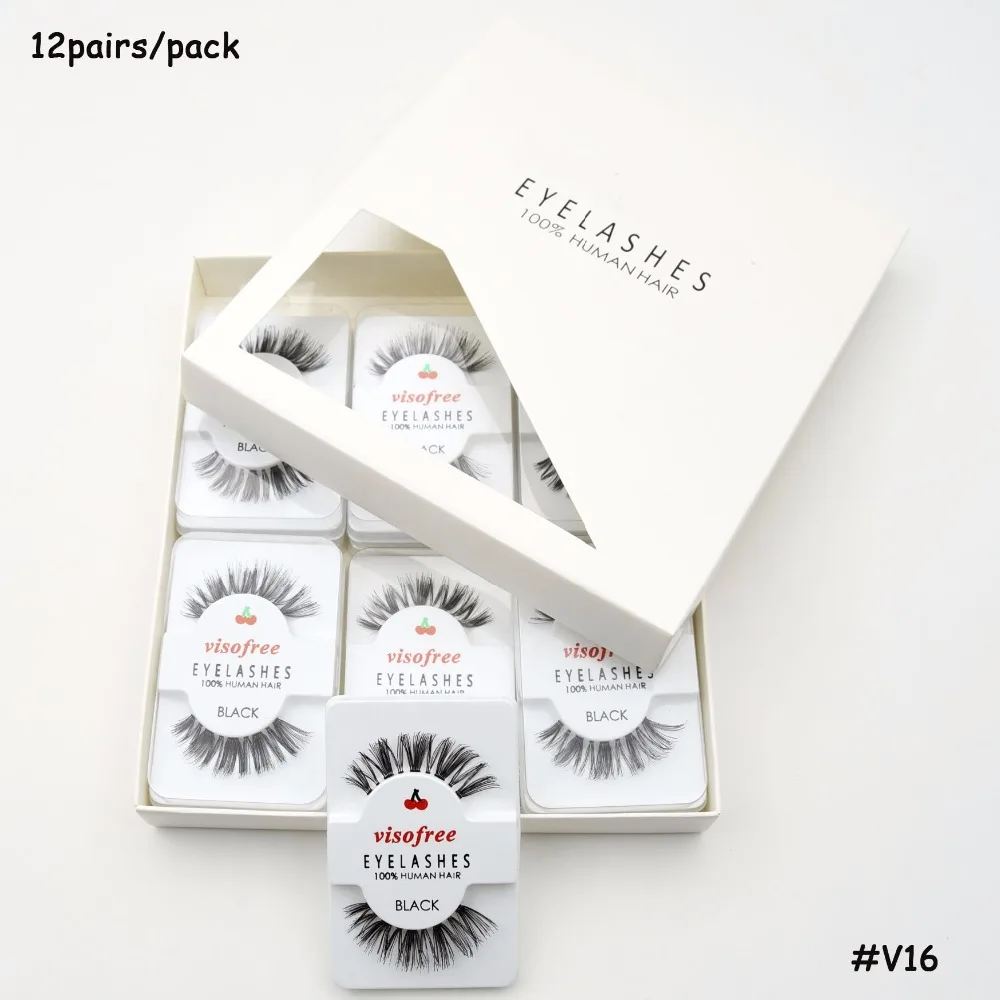 

Visofree Eyelashes Wonderful Effect Eyelashes Handmade Human Hair Lashes Makeup False Eyelashes Transparent 12pairs/pack V16