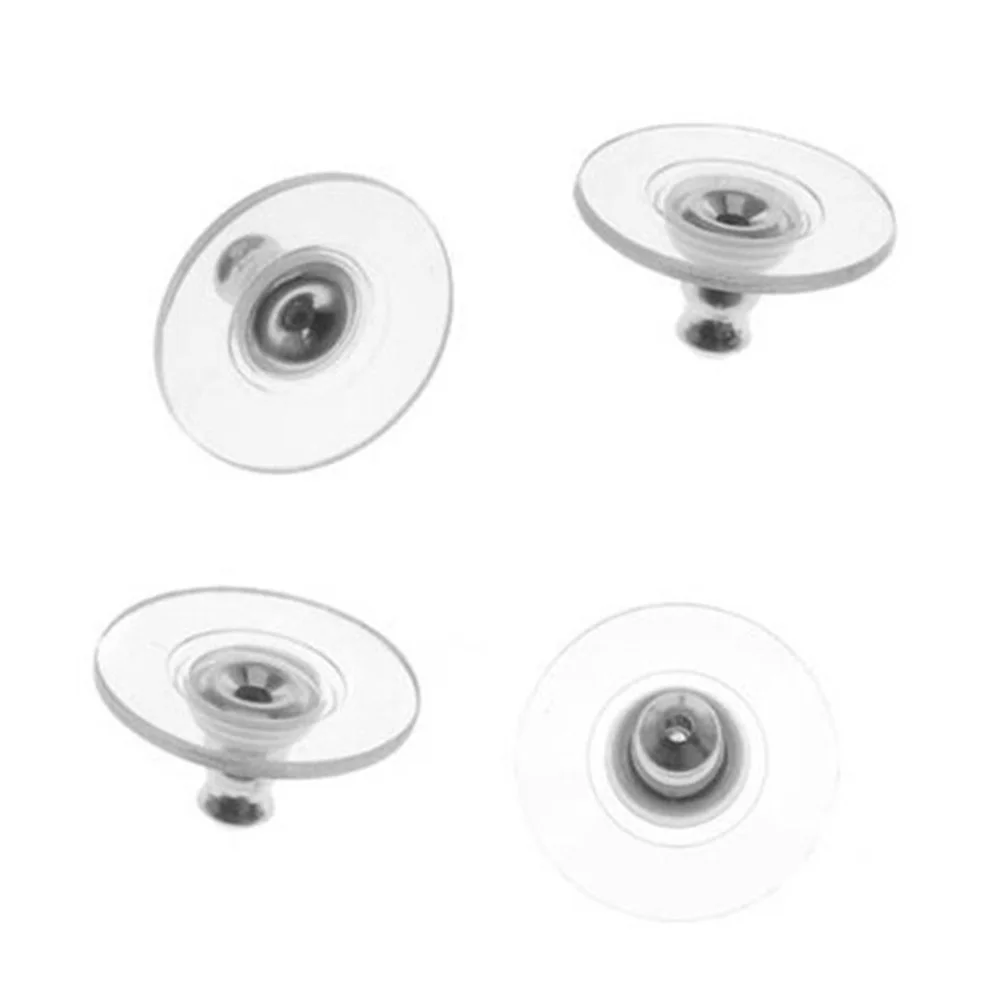 

100 Pcs DIY Safety Ear Plugging Backstops Blocked Pads Plugging Clear Round Jewelry Soft Stoppers Stud Caps Earring Backs