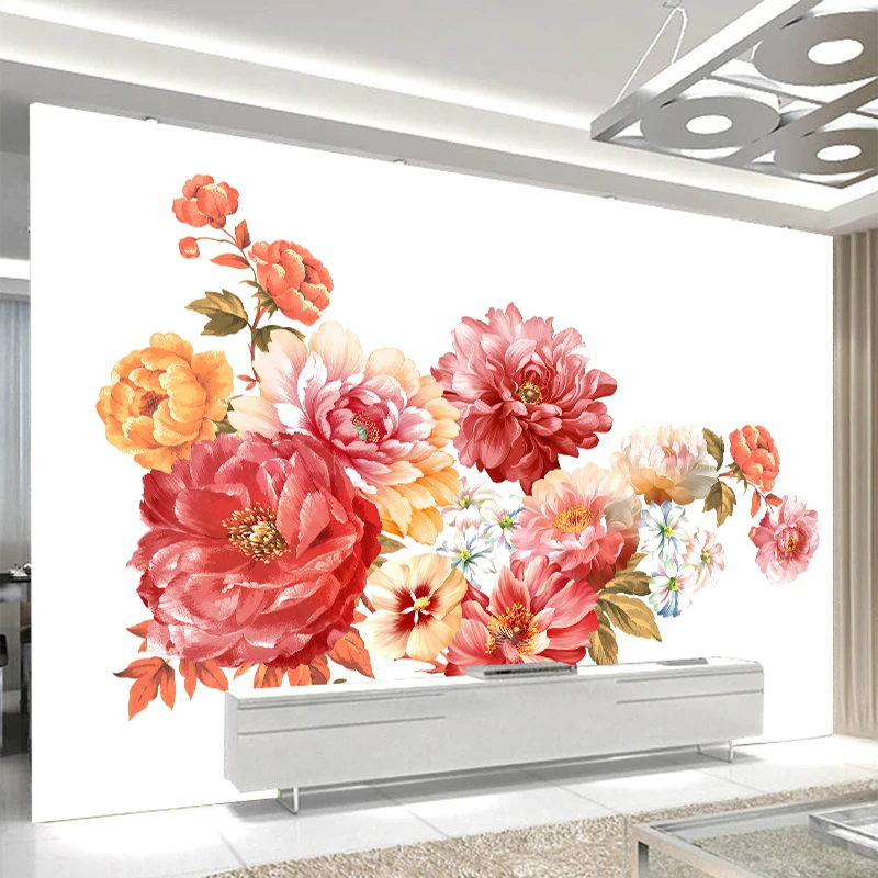 

Newest American Style Vintage Pink Floral Wallpaper Colorful Tropical Flower Living Room Bedroom Wall Home Decoration YBZ034