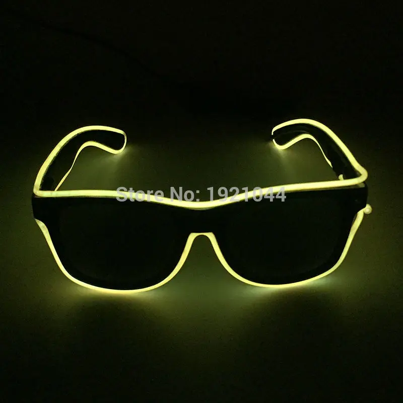Горячая EL Wire светящиеся солнцезащитные очки с темными линзами Steady устойчивый на инверторе светодиодный неоновые бокалы с подсветкой для светящиеся вечерние украшения - Цвет: Yellow