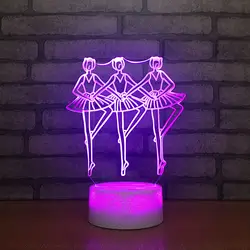 7 цветов Изменение ночные светильники Usb 3D светодио дный LED балерина девушка настольная лампа атмосферу праздника подарки сенсорная кнопка