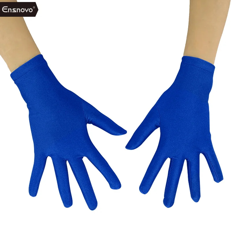 Ensnovo для взрослых 10 дюймов Длина запястья лайкра спандекс полный палец эластичная короткая перчатка костюмы на Хэллоуин велосипед перчатки для мотокросса - Цвет: Royal Blue