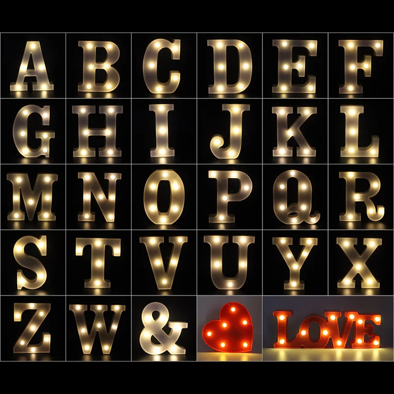  3D White 26 Letter Alphabet LED Light Marquee Sign Night Light Wall Hanging Lamp Bedroom Wedding Bi - 33028548322