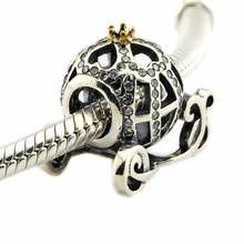 DIY Подходит Пандора шармы браслеты Золушка, тыква карета бусины с 14 к настоящее золото 925 серебро-ювелирные изделия