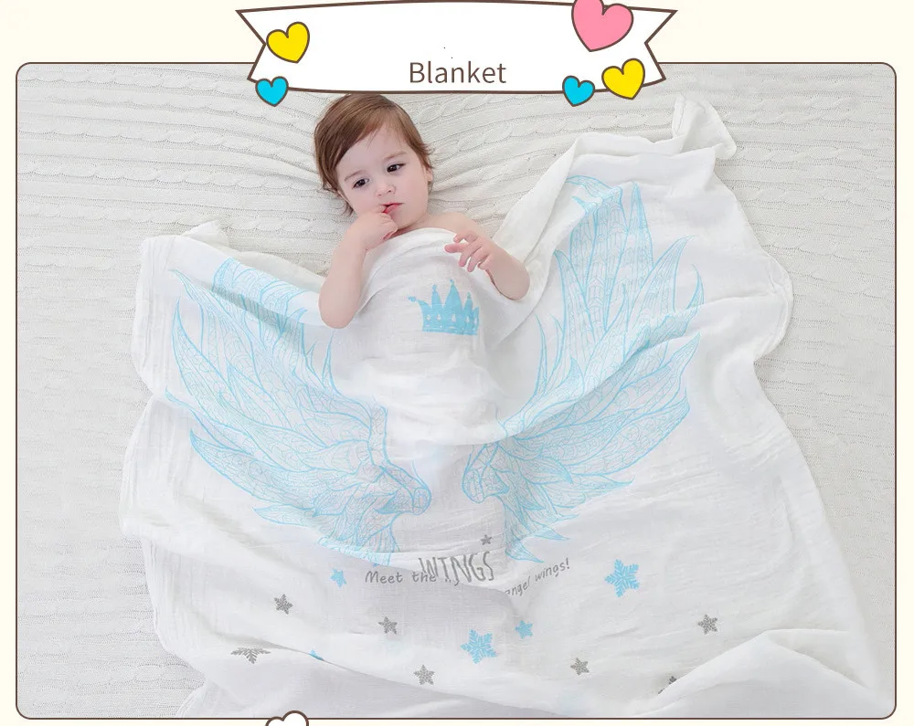 Двухслойное муслиновое одеяло с короной хлопковые пеленки, детское банное полотенце, покрывало для фото новорожденных, детское постельное белье - Цвет: 3