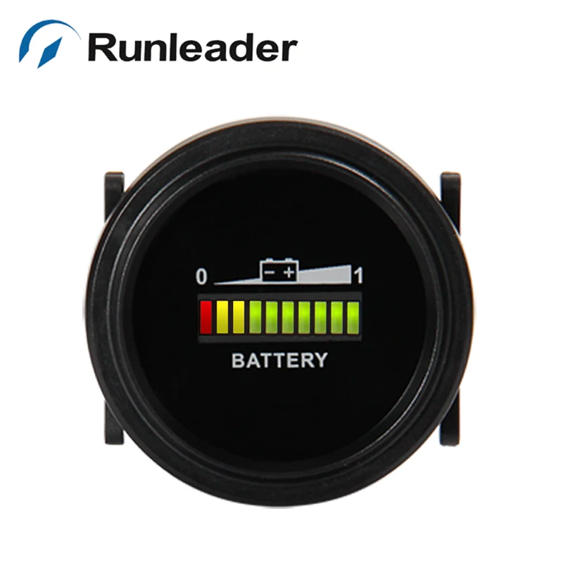 

Runleader BI002 12/24/36/48/72V Round Battery charge Indicator voltage meter for golf carts marine cleaning vehicle