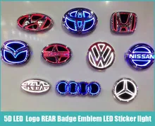 1 piece 5D WHITE RED BLUE Led Car styling Parking Logo REAR Badge Emblem LED Sticker light lamp for All Cars Models