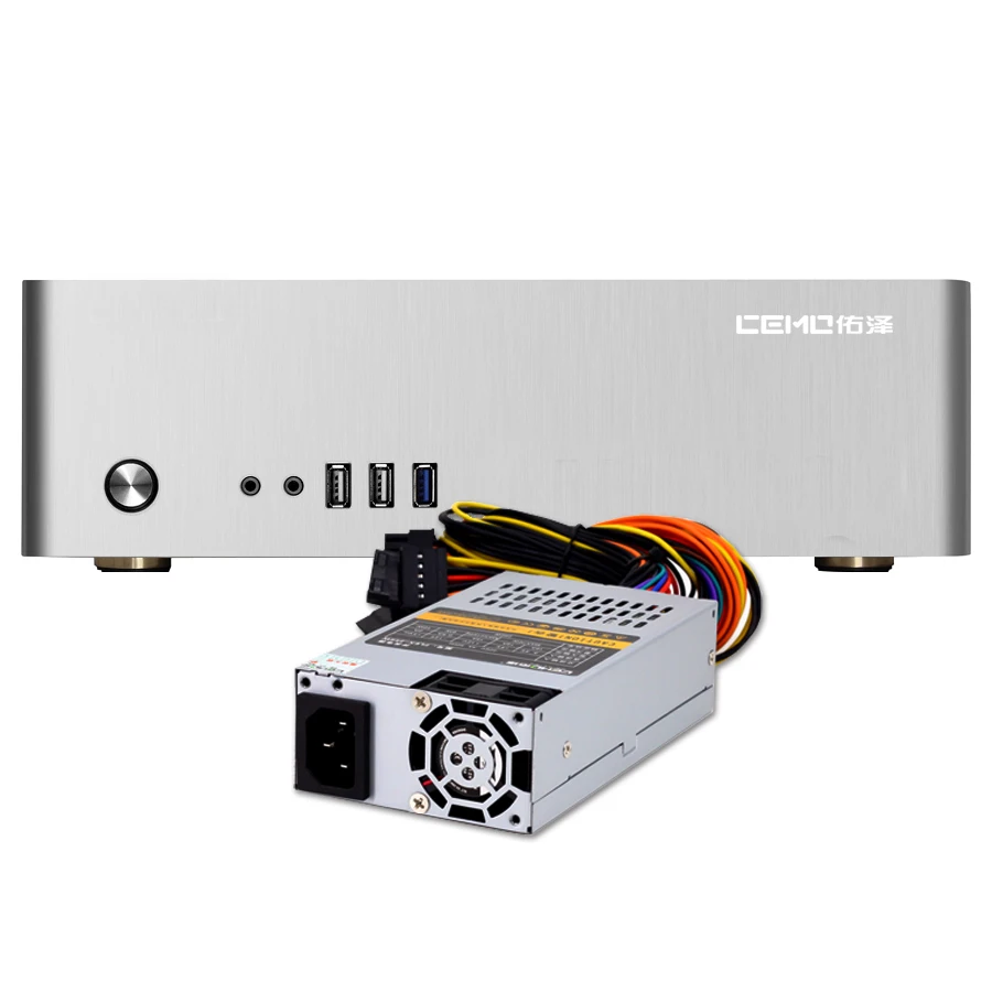 

Aluminum Computer case MiniI ITX Chassis horizontal for HTPC Desktop Computer shell Optional 1U power supply