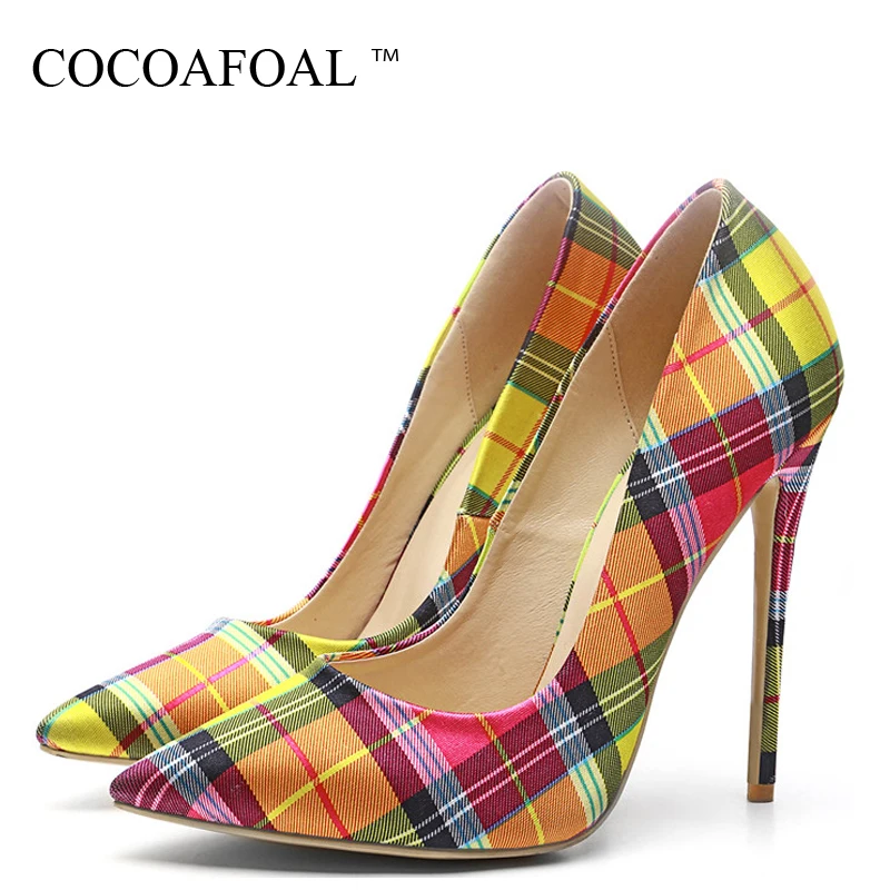

COCOAFOAL Sexy Women's High Heels Shoes Plus Size 33 43 Denim Woman Shoes Blue Red Pointed Toe Wedding Party Pumps Stiletto 2018