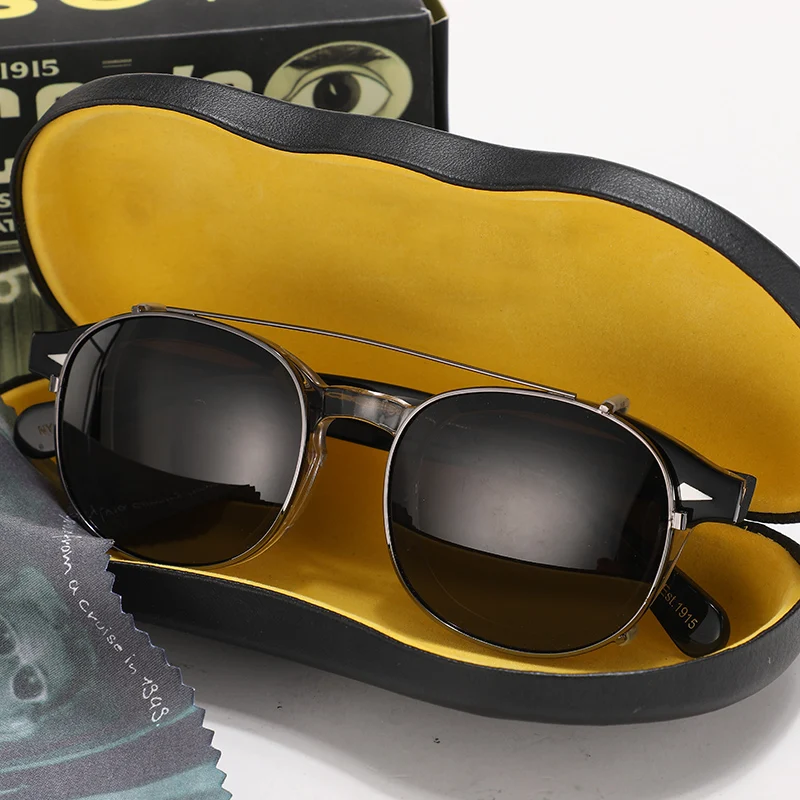 

Johnny Depp Polarized Sunglasses Clip On Glasses Men Women Patchwork Acetate Optical Glasses Frame Brand design Box Sq313-2