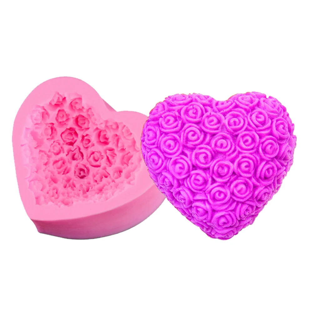 

Love Heart Rose silicone mold cake decorating tools Bake Cake Chocolate Jelly Handmade Soap DIY Silica Gel kitchen accessories