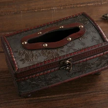 Креативная антикварная деревянная коробка для ткани/отель в европейском стиле с ресторанным баром/Ретро кожа нарисованная коробка бумаги