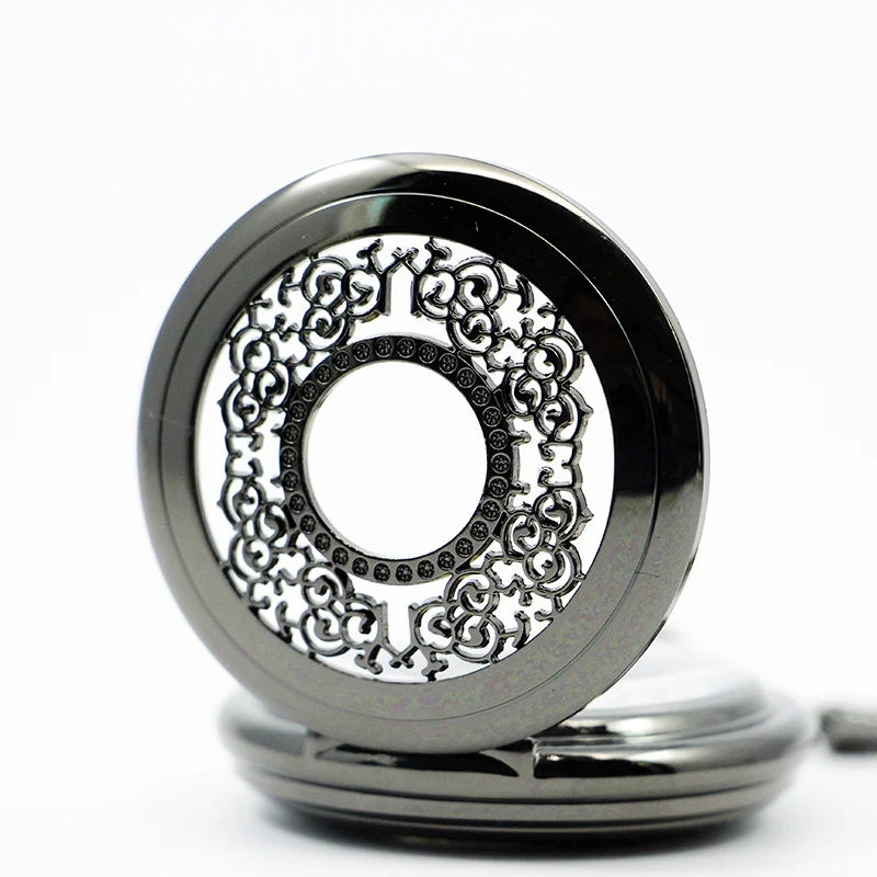 

Vintage Fashion Jewelry Pocket Watches Mechanical Black Chain Watches Pendant Clock Gifts For Men Women PJX1213