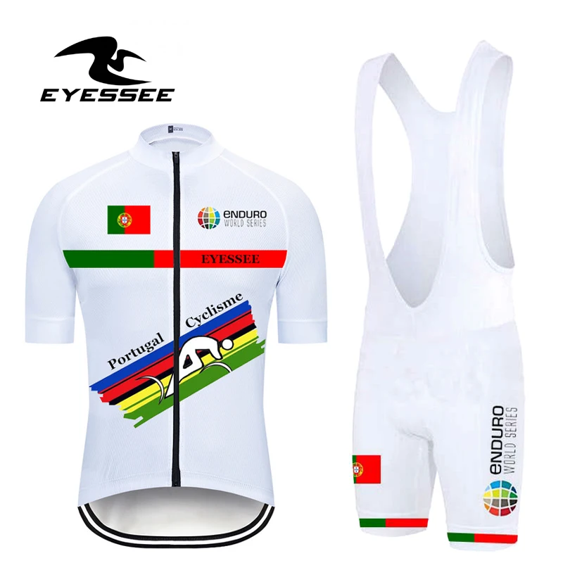 

EYESSEE 2019 Portugal Cycling Jersey Set Mountain Bike Clothing MTB Bicycle Clothes Wear Maillot Ropa Ciclismo Men Cycling Set