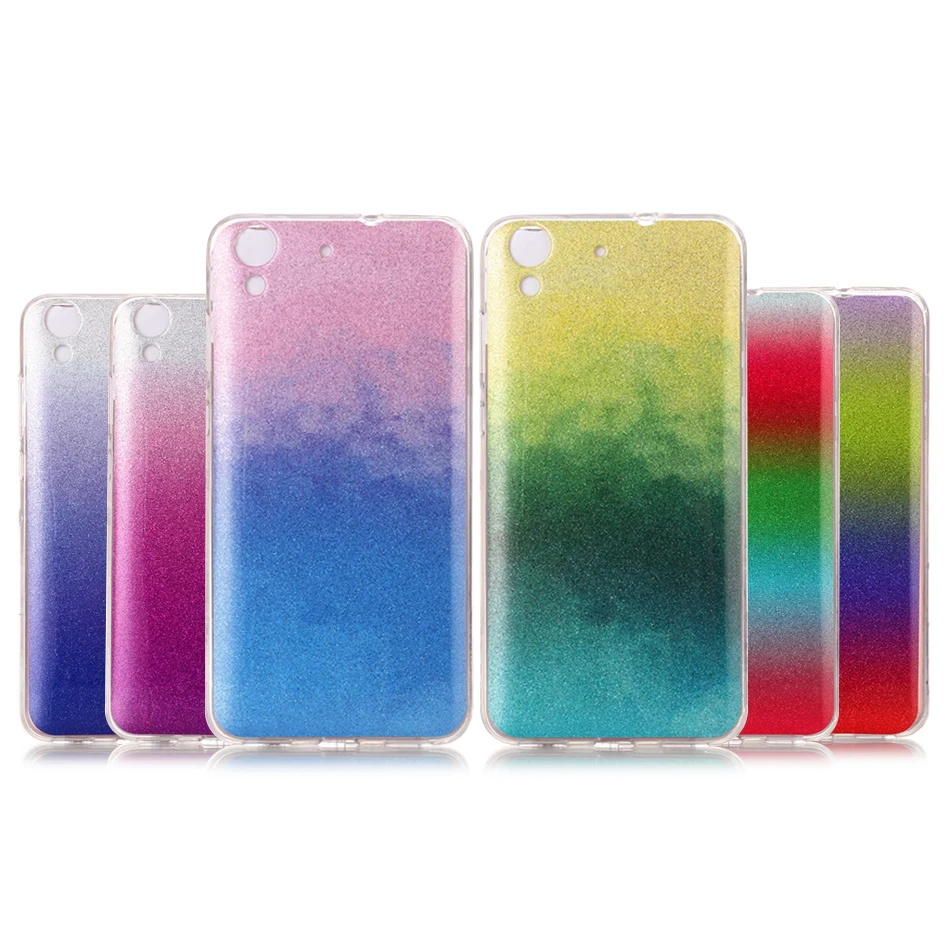 

Gradient Color Flash glitter Silicone Coque for Huawei Ascend Y3 II case Crystal Bling Funda for Ascend Y6 Y5 II Y6 Compact skin