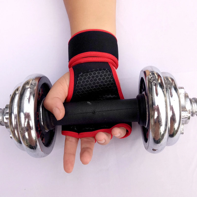 Long Belt Body Building Fitness Gym Crossfit Weight Lifting Gloves For Men Women Anti-slip tight wrist protect Barbell Dumbbell