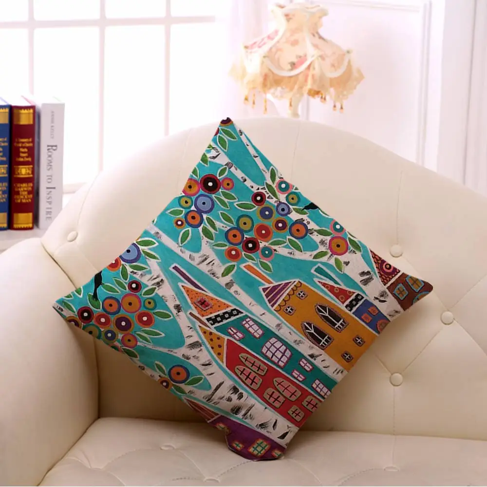 Miracille Square 18 &quotабстрактные строительные и дерево печатные Мультяшные диванные