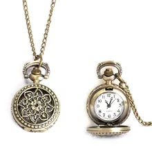 Винтажные маленькие размеры Лотос полые кварцевые карманные часы ожерелье для женщин мужчин 88 TT@ 88