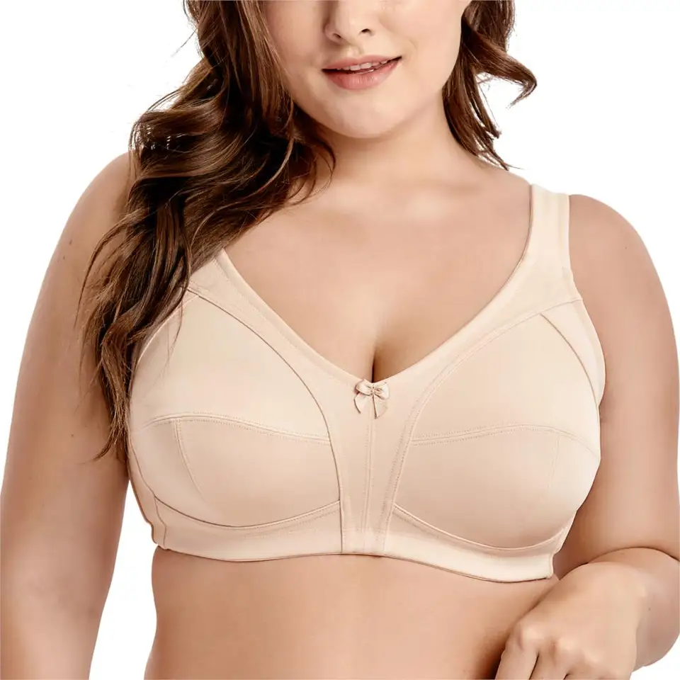 34-52 B C D DD Women Wireless Wide Strap Padded Front Closure Full Coverage Bra