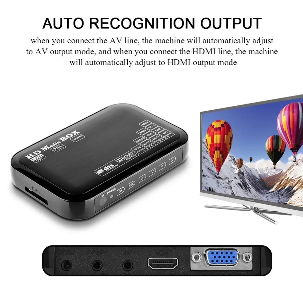 Full HD мини-бокс медиаплеер 110-240 в 1080P медиаплеер с поддержкой USB MMC RMVB MP3 AVI MKV