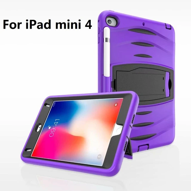 Shockproof Tablet Coque For iPad mini 4 Case Silicone PC Pencil Holder Kids  Case For iPad mini 4 Case Heavy Duty Stand Cover - AliExpress
