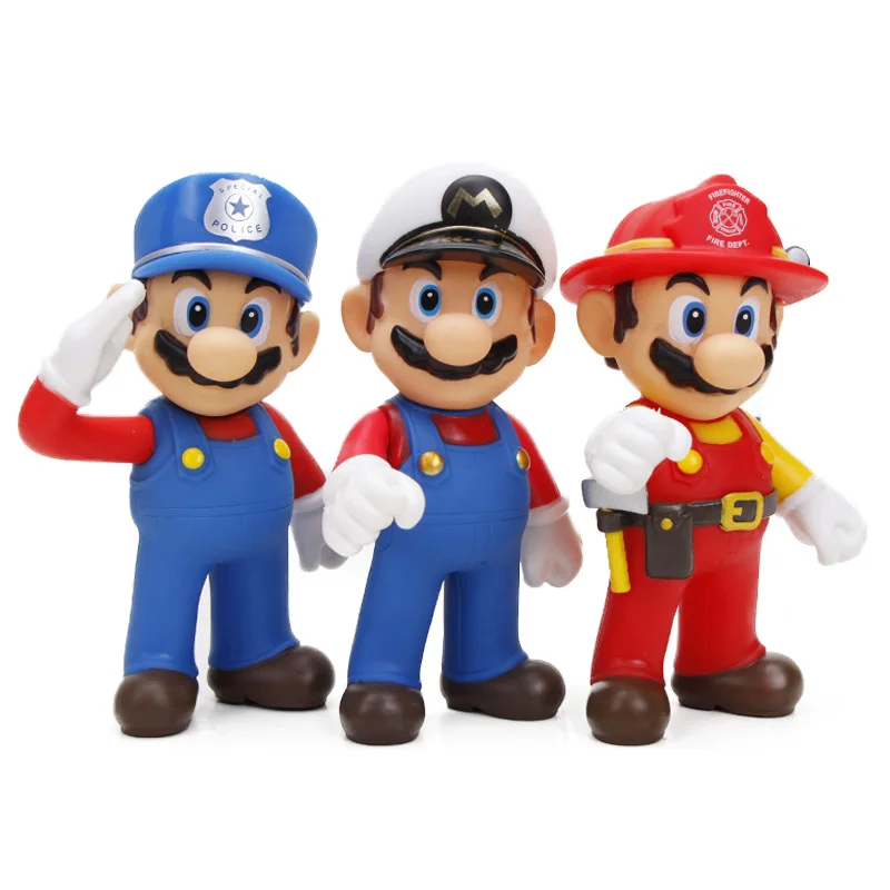 

Super Mario Toys Police Captain Mario Bros Bowser Koopa Yoshi Mari PVC Action Figure 12cm Luigi Donkey Kong Model Dolls Ornament