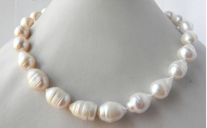 

FREE shipping>>> >>>AA 17'' White 13mmx18mm Teardrop Freshwater pearl Necklace new