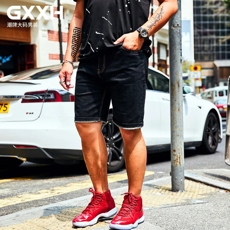 BIG and Tall Man XXL 6XL GXXH Summer Men's Denim Shorts Balck Jeans