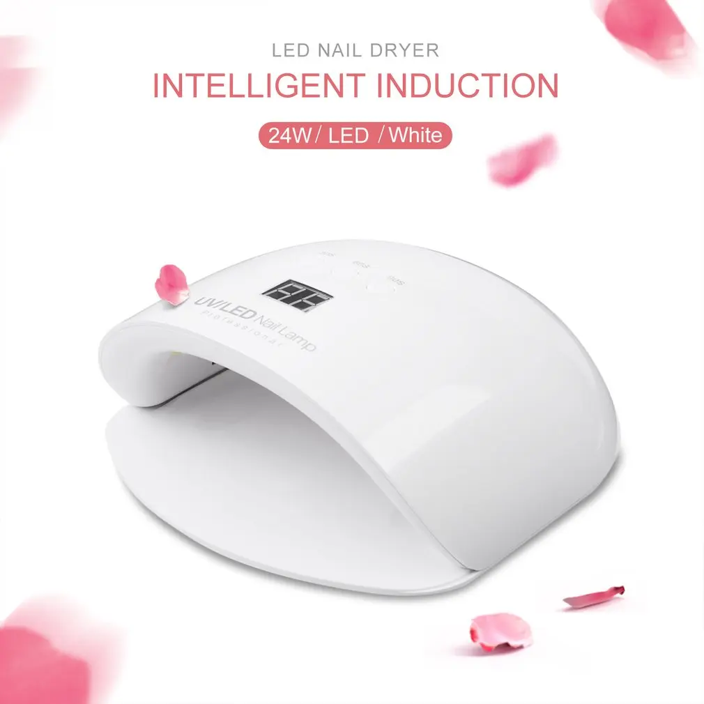 

DC 12V/2A 24W UV/LED Nail Lamp Nail Dryer Unique Design Intelligent Induction Three Setting Buttons White