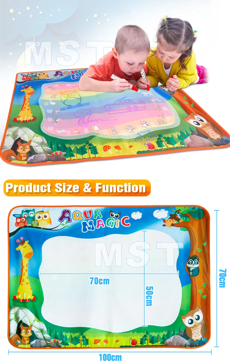 100*70 см Забавный волшебный водный коврик-Раскраска с волшебной ручкой для рисования, доска для рисования для детей, игрушки, подарок на день рождения