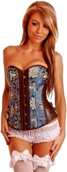 

Gold Overbust Boned Corset Hot Fashion Brown Blue Overbust Corset Lady Boned Bustier Corset for Women