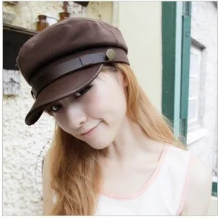 

Korean version of the sun hat new leather along the cap Navy caps flat head tide men and women models long hats C1011