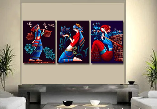 

3 PCS Frameless Women Picture On Wall Acrylic Oil Painting By Numbers Home Decor Modern Hand Paint Coloring by Numbers Wall Art