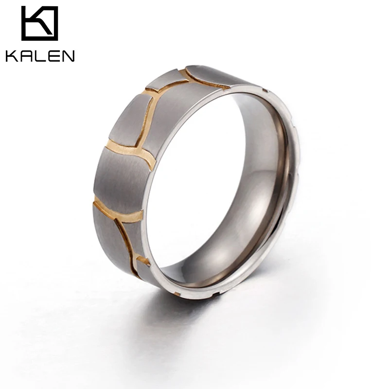 

KALEN Stainless Steel Finger Rings For Women Anillos Mujer Trendy Groove Silver & Gold Rings Wedding Bands Unisex Jewelry Party
