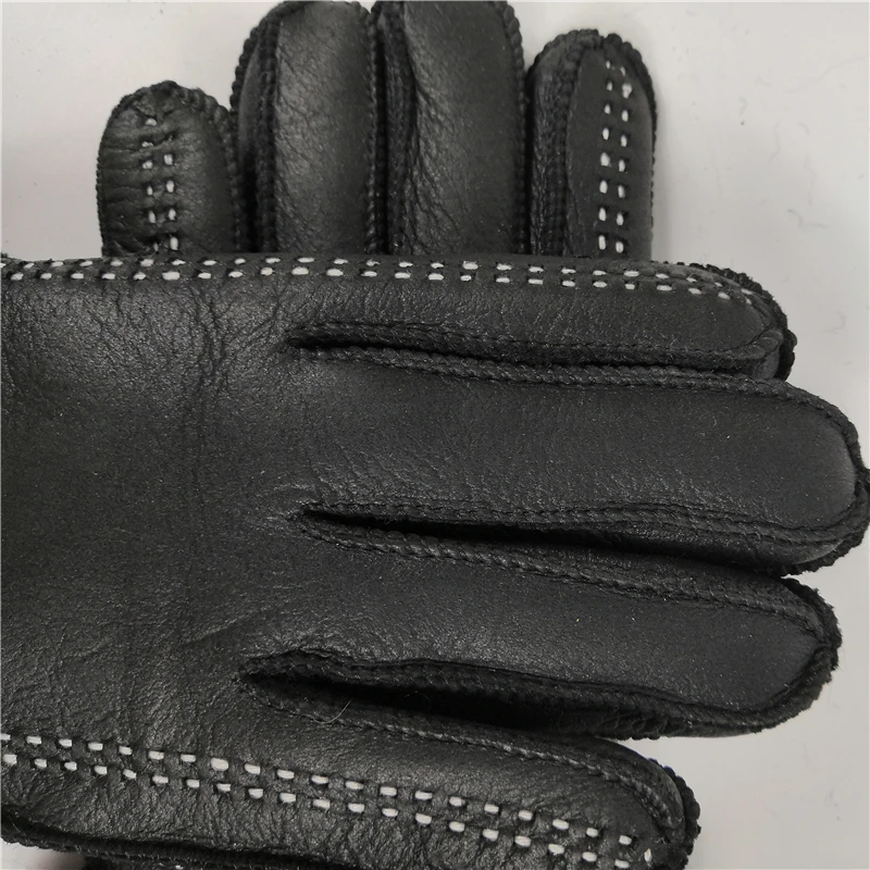Женские модные теплые перчатки зимние женские меховые 5 пальцев перчатки дышащие толстые овчины варежки модные уличные перчатки