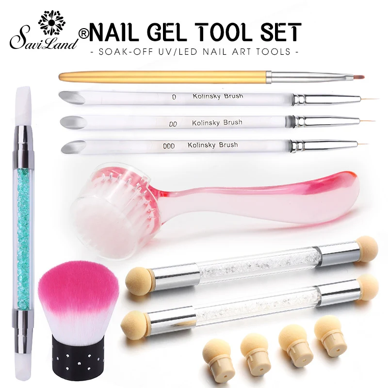 

Saviland Nail Tools Set 9+6PCS Nail Gel Kit Painting Pen Nail Polish Gel Drawing Nail Art Kits Painted pen Brushes Tools