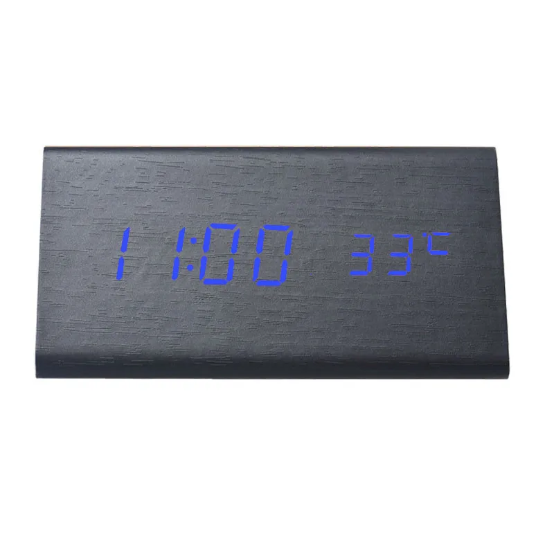 Деревянный светодиодный Будильник температура электронные часы управление звуками цифровой светодиодный дисплей Настольный Календарь Настольные часы 1O23