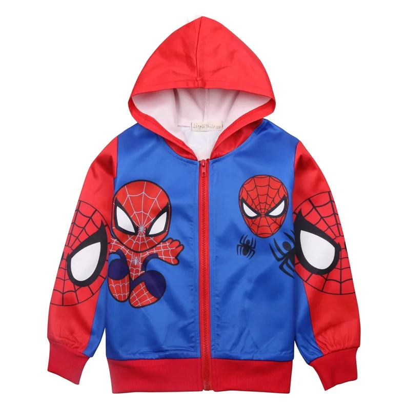 Spiderman Boys jackets hooded cartoon Children's Outerwear with zipper spring fashion kids coats Windbreaker child boys coats