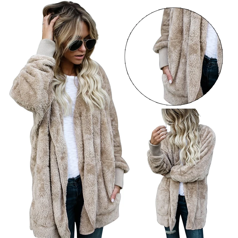 Women Fleece Thick Hooded Coat Hoodie Sweater Trendy
