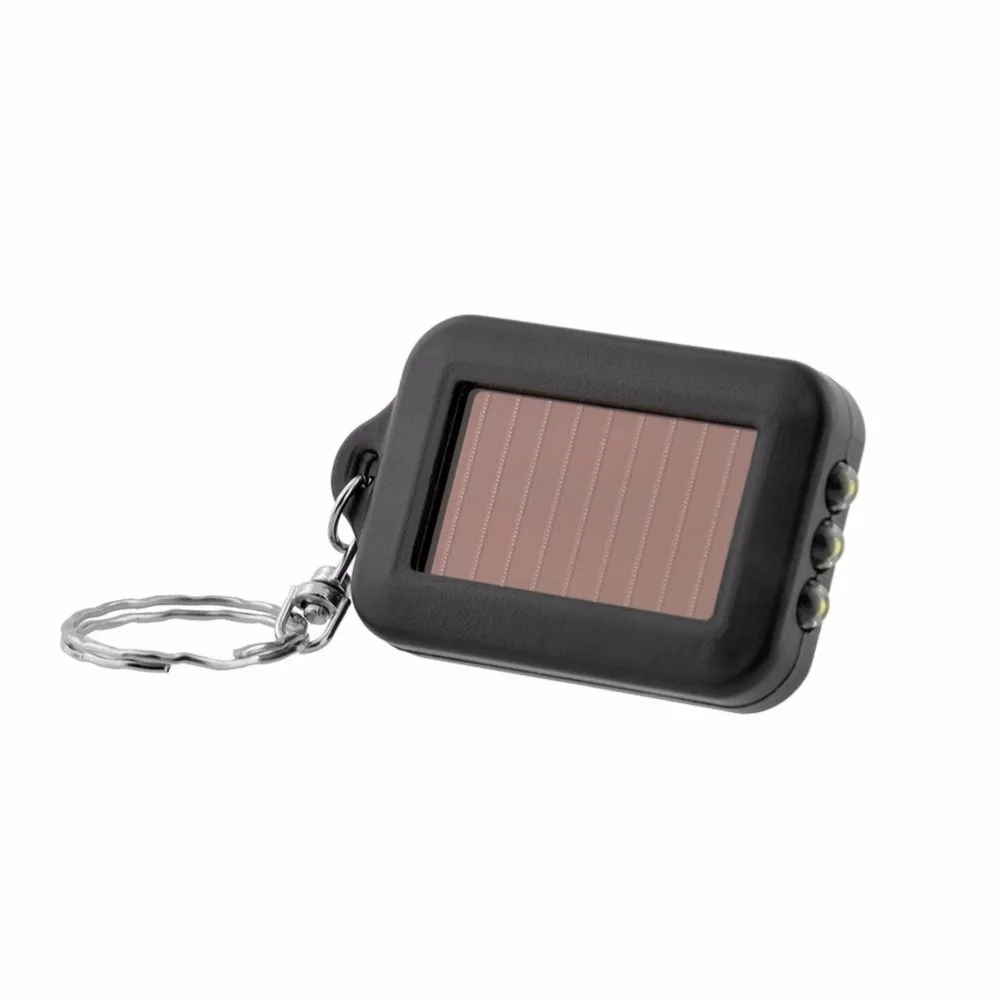 Outdoor Rechargeable Mini Portable Solar Power Black Energy 3LED Light Lamp Keychain Keyring Torch