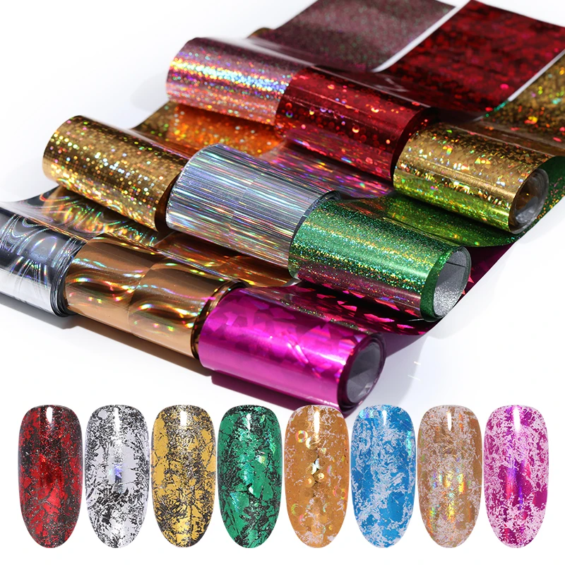 

Holographic Nail Foils Colorful Transfer Stickers Mixed Patterns Nail Art Decals Nail Art Foil Sticker